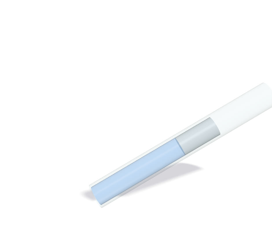 A tilted tube with a mercury thread trapping a gas column.